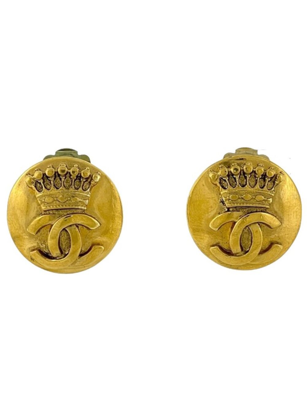 Chanel Earrings CC Logo Round Gold Plated